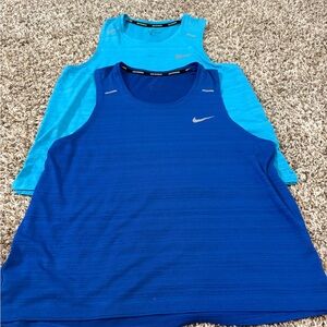 Nike Men's Royal and Aqua Blue Performance Tank Tops - 2 Pack Dri-Fit - Large